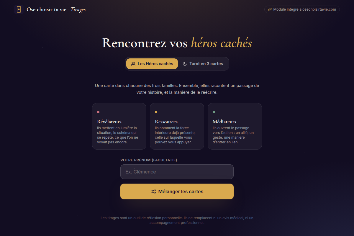 Intro Les Héros cachés : 3 familles de cartes