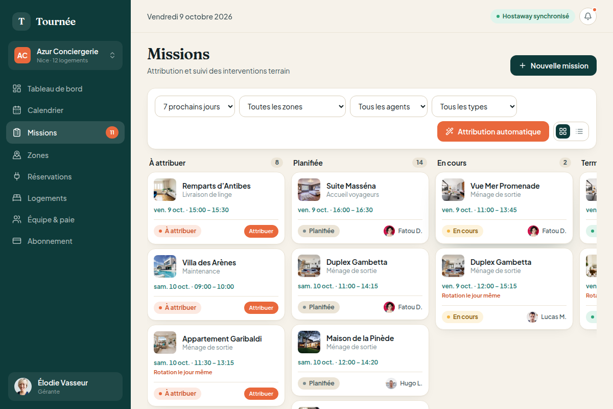 Missions à attribuer et en cours