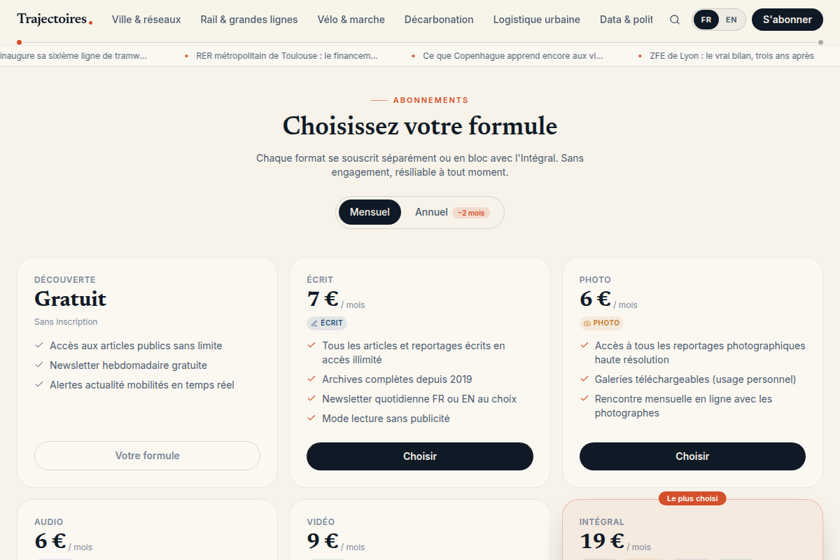 Formules d'abonnement multi-formats