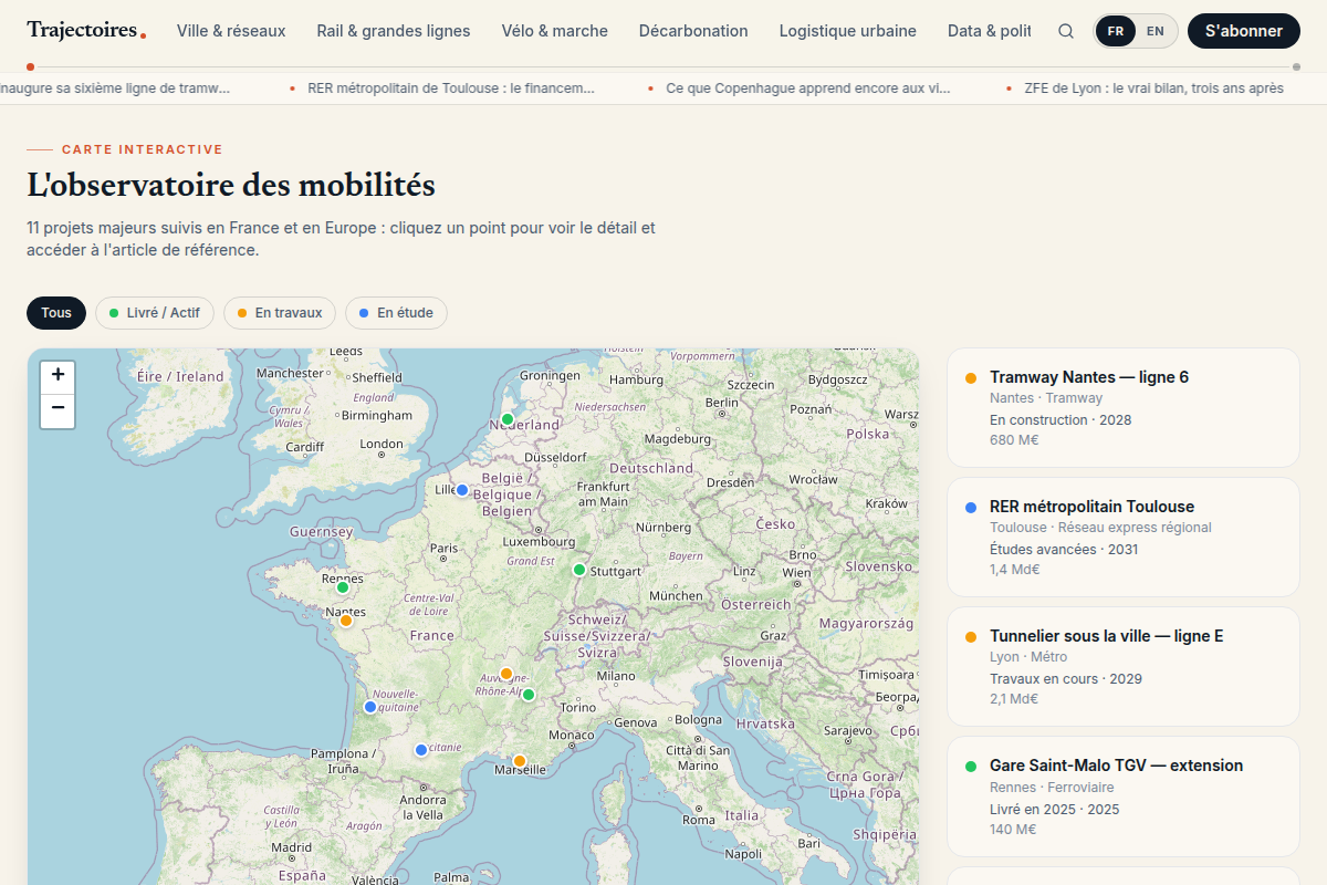 Carte interactive des projets