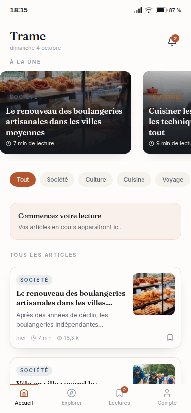 Fil d'articles et à la une