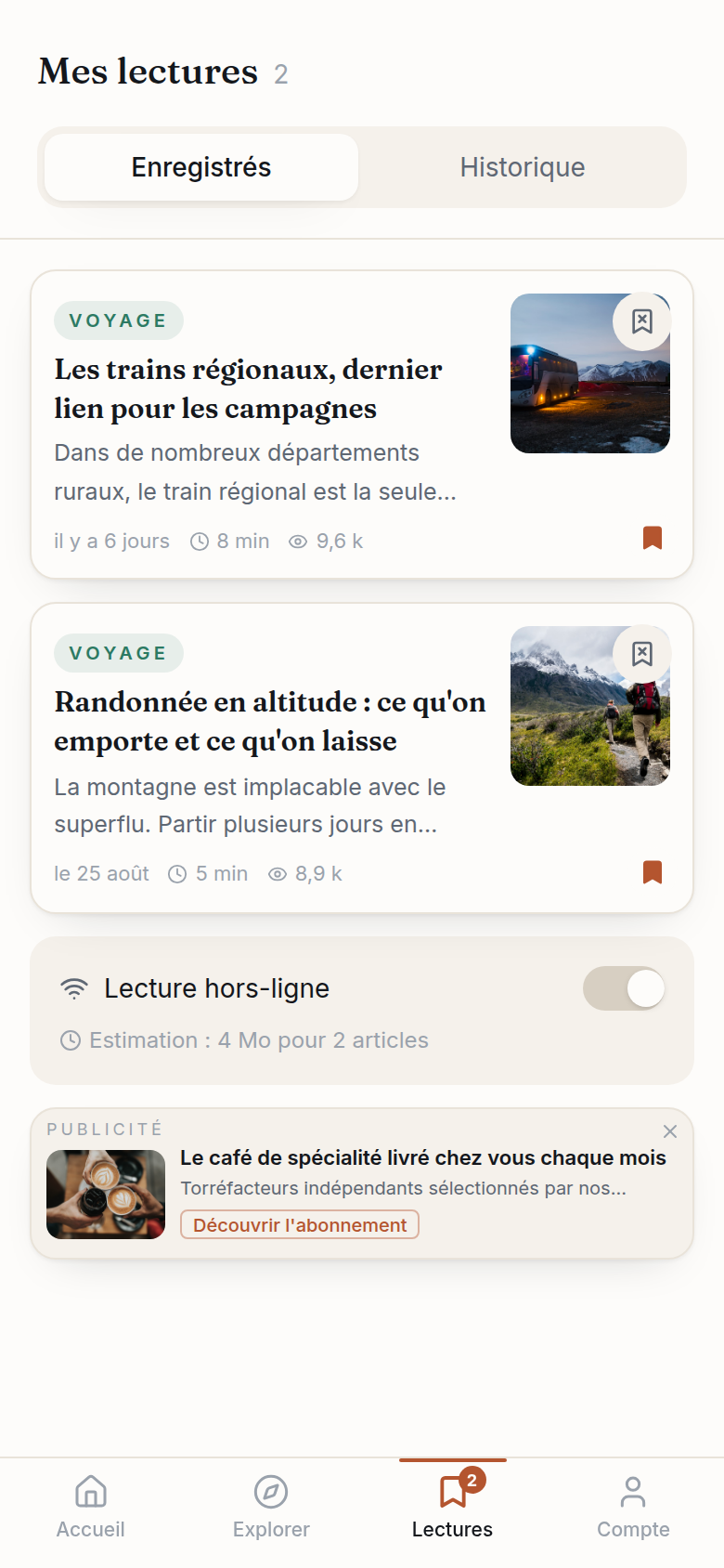 Mes lectures : articles enregistrés