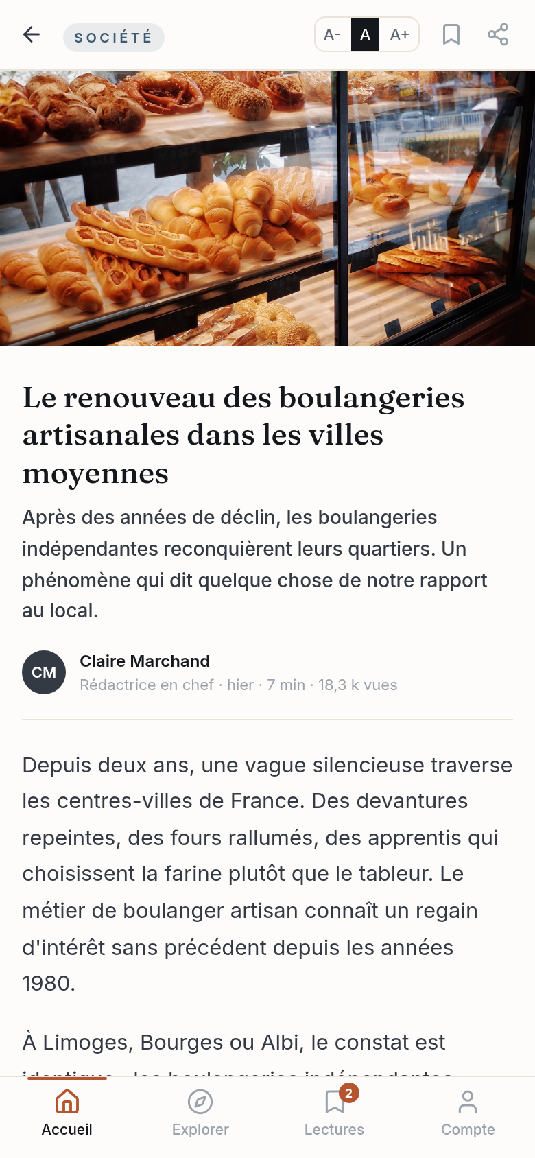 Lecture d'un article : titre, auteur, chapo