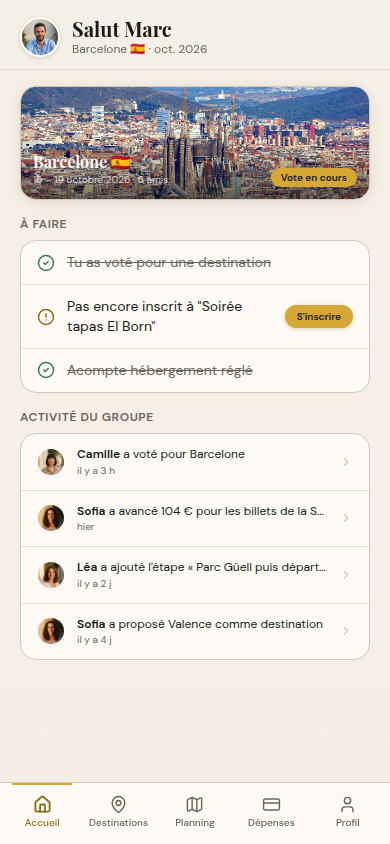 Accueil participant : à faire et activité du groupe