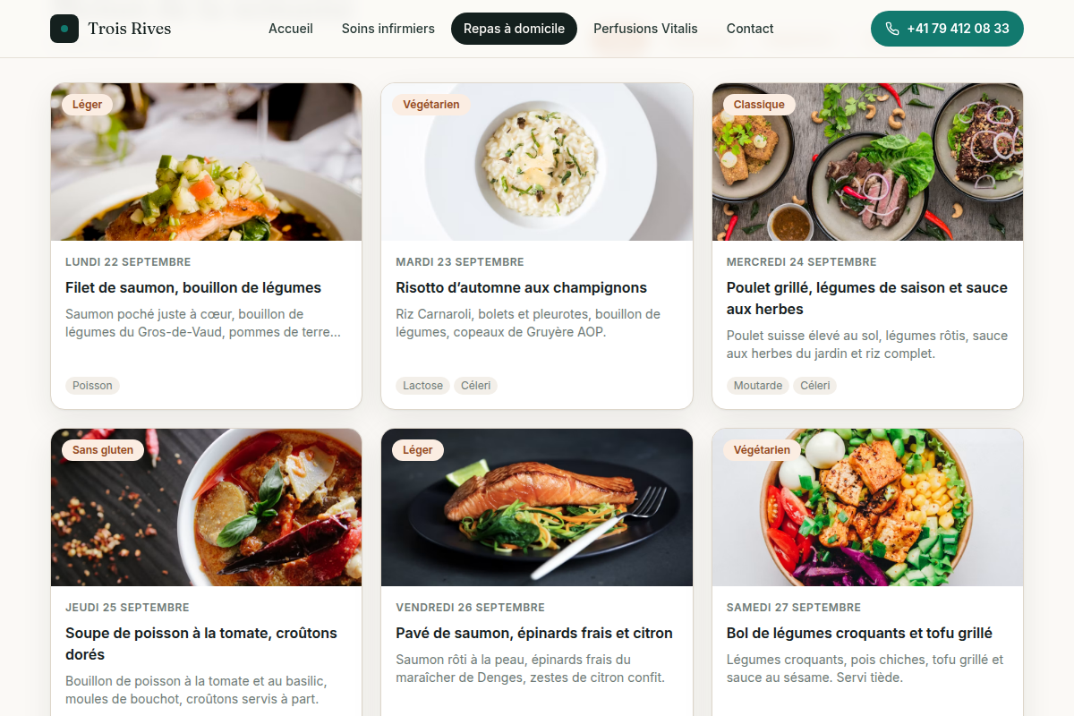 Menus de la semaine avec allergènes