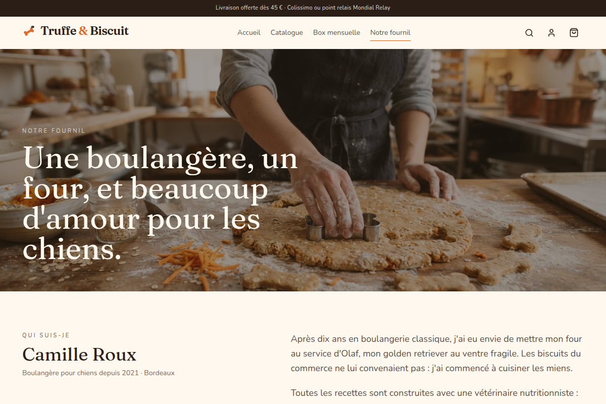 Page « Notre fournil » : l'histoire de l'artisane