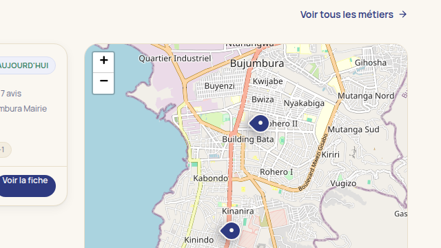 Recherche croisée métier + carte