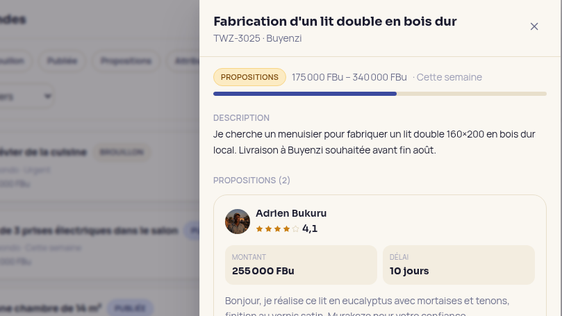 Comparateur de devis intégré