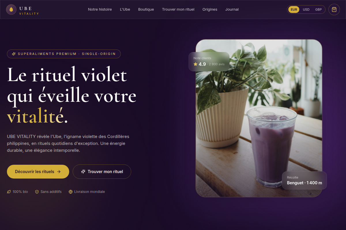 Hero — Le rituel violet, marque UBE VITALITY