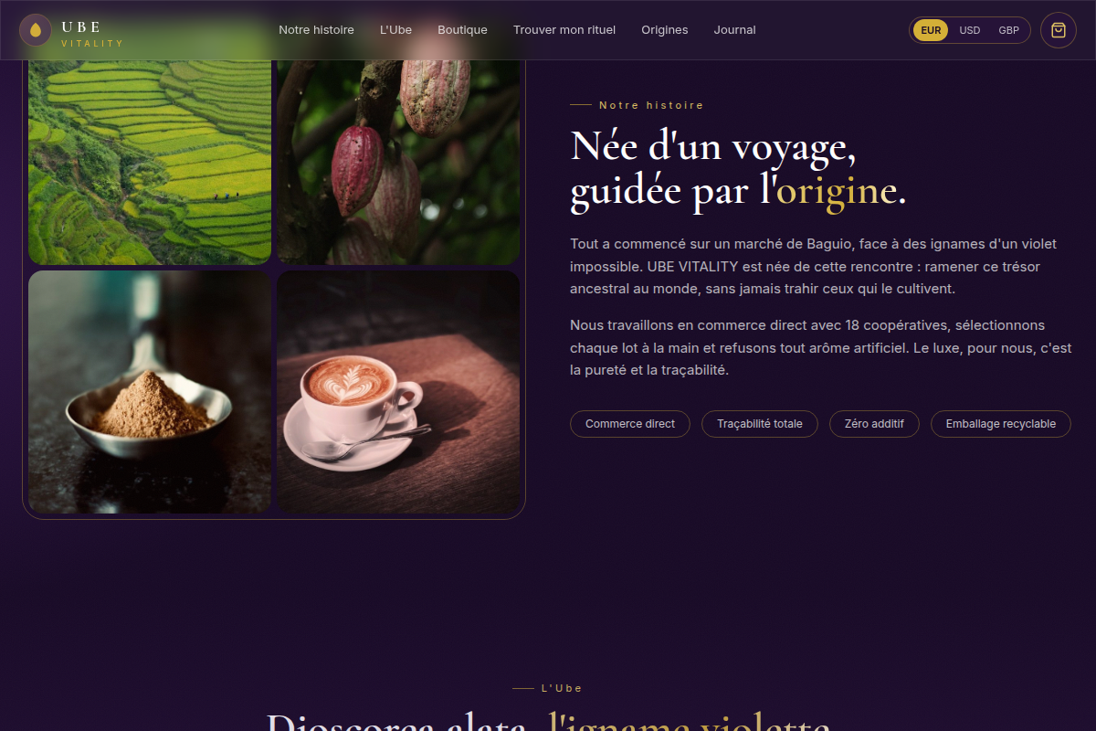 Notre histoire — brand storytelling