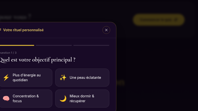 Quiz de recommandation personnalisé