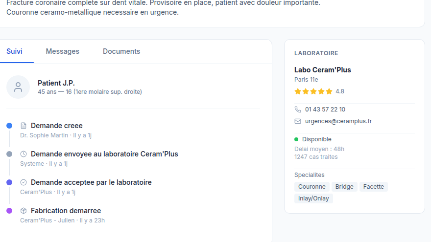 Données patient minimisées