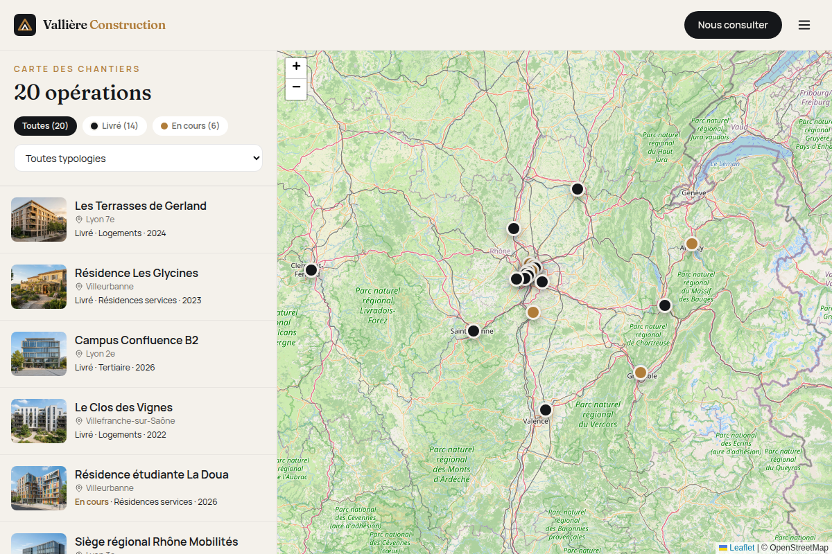 Carte interactive des 20 chantiers