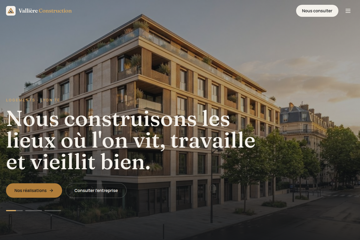 Accueil et hero plein écran
