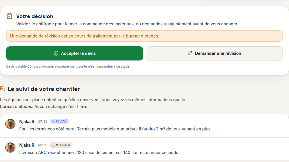 Valider un devis en un clic