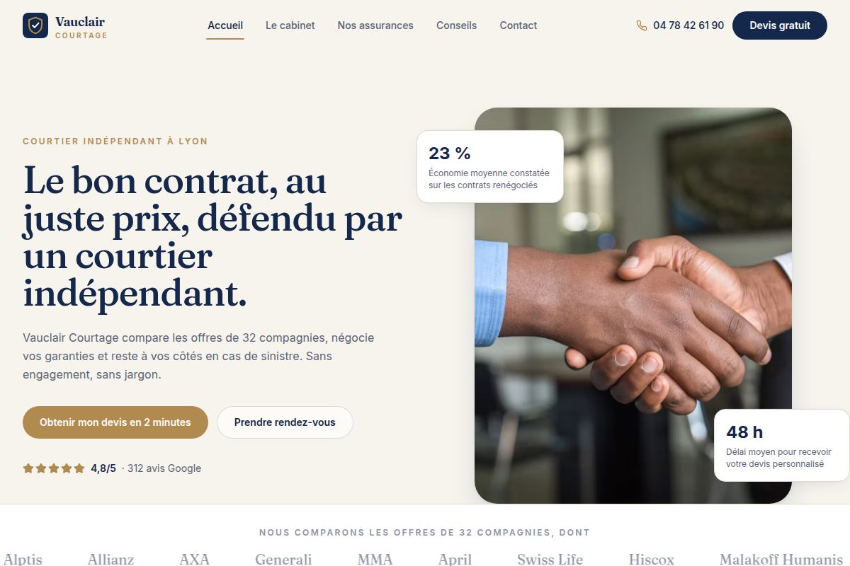 Accueil : promesse, chiffres clés et avis Google