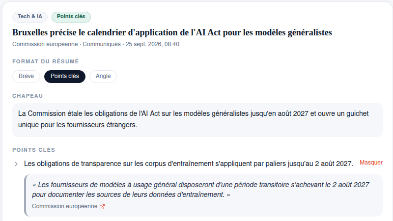 Chaque résumé relié à sa source