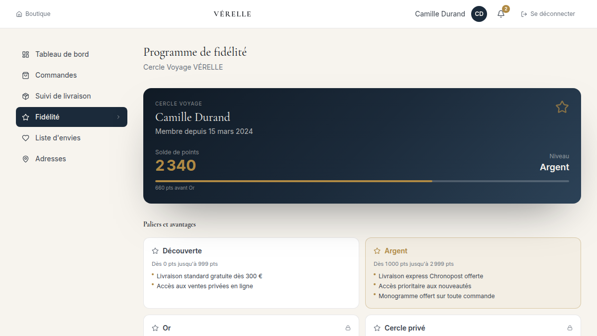 Programme de fidélité par paliers