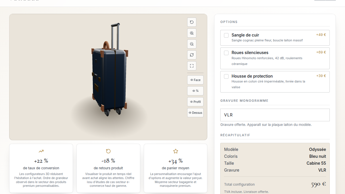 Configurateur 3D avec gravure