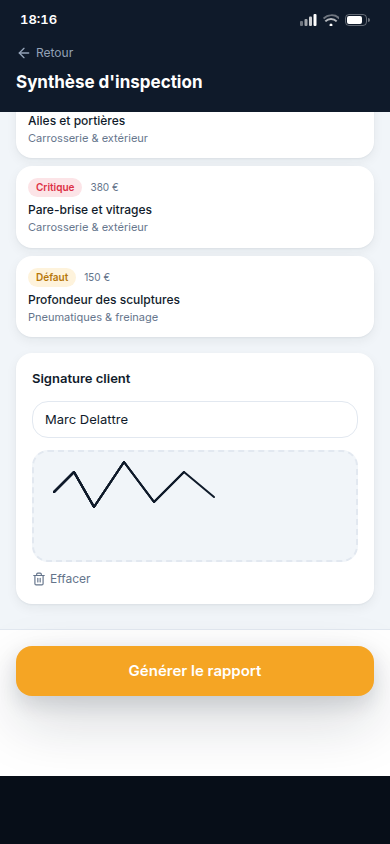 Synthèse anomalies + signature client