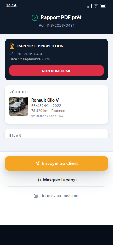 Rapport PDF généré avec verdict