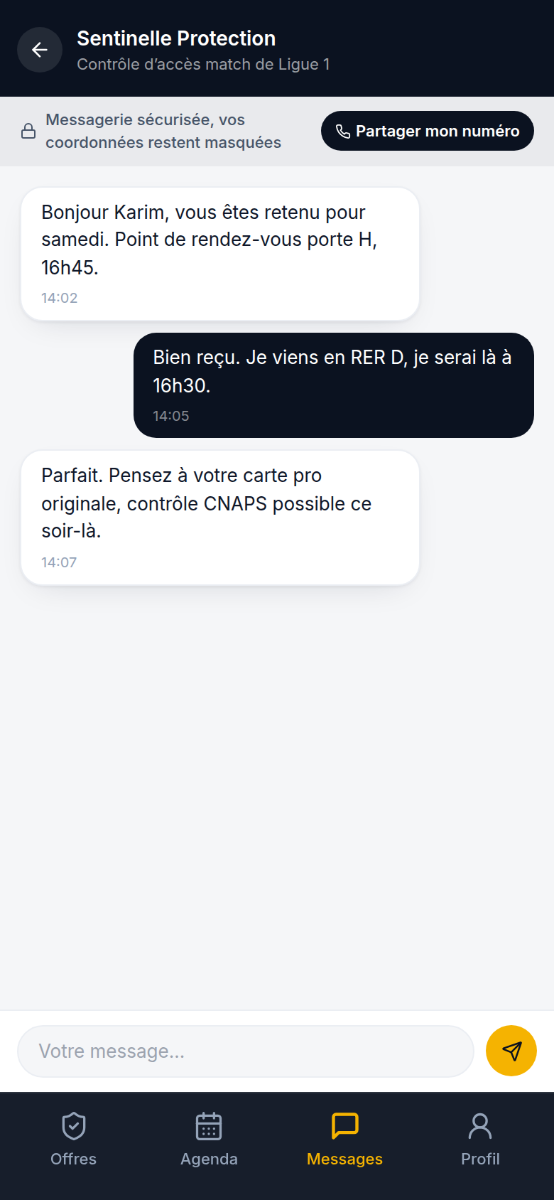 Messagerie sécurisée avec la société