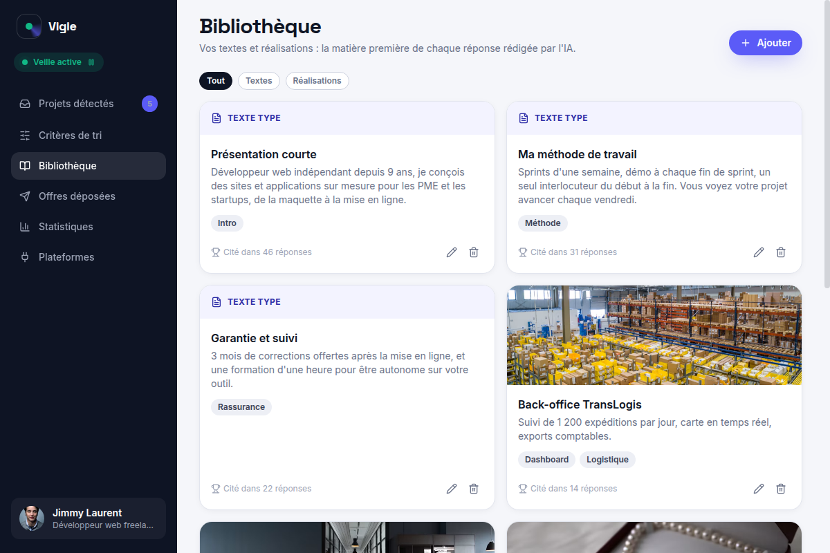 Bibliothèque de textes et réalisations