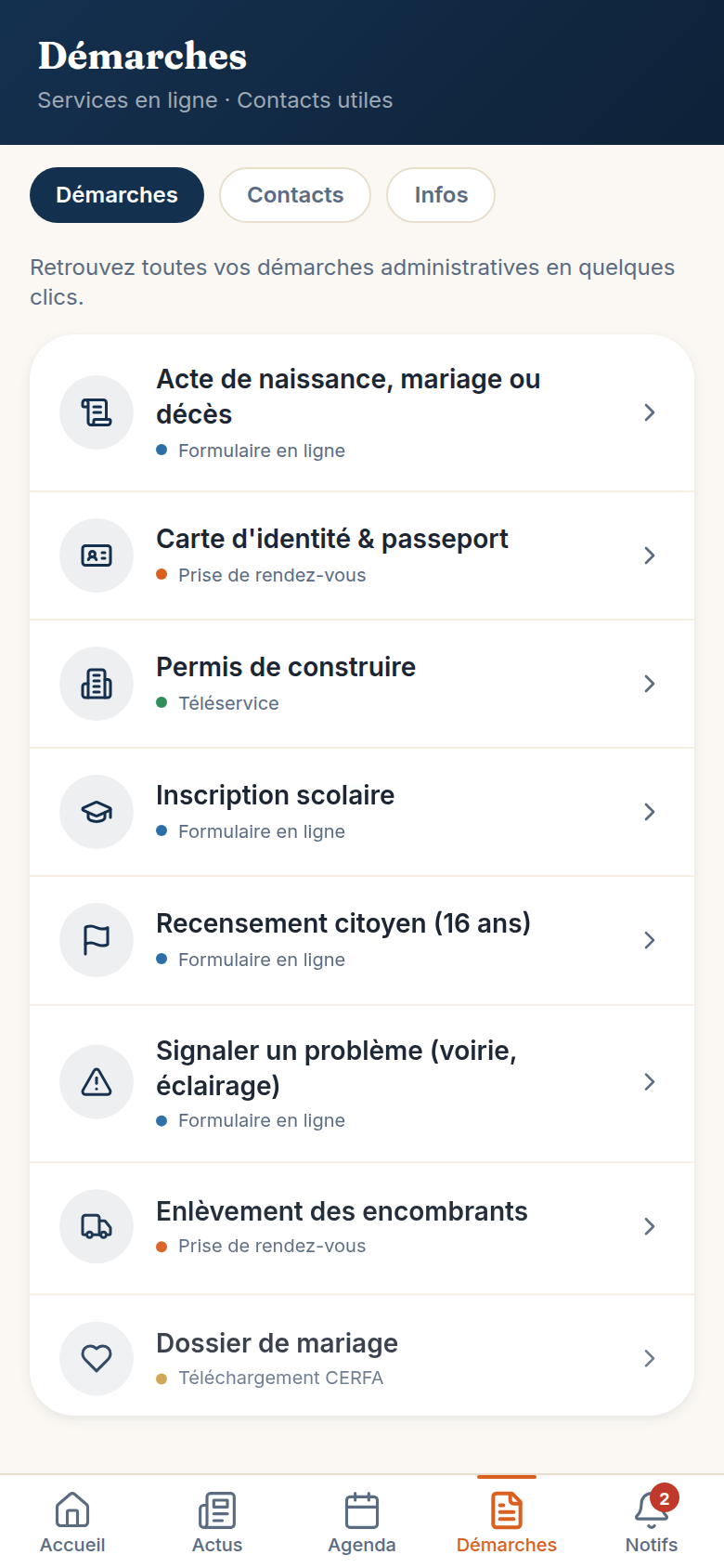 Démarches et contacts utiles