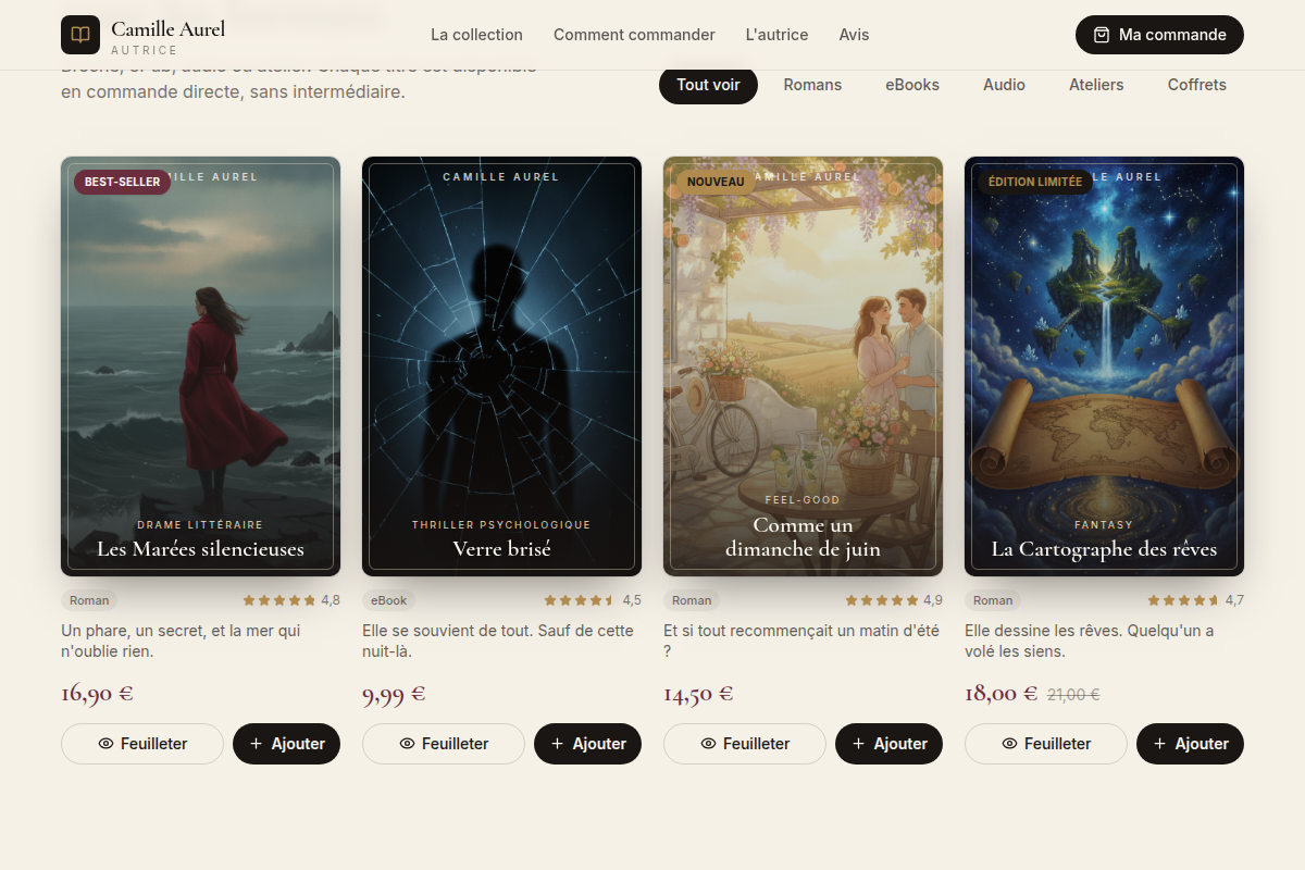 Le catalogue filtrable de romans et produits