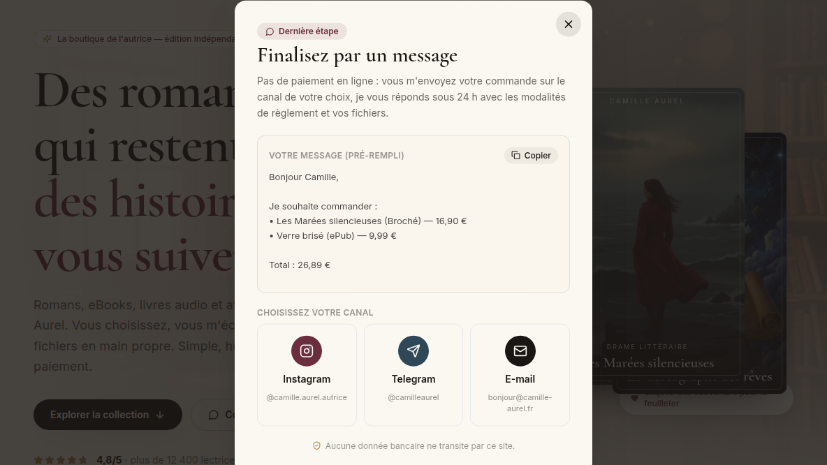 La commande devient un message