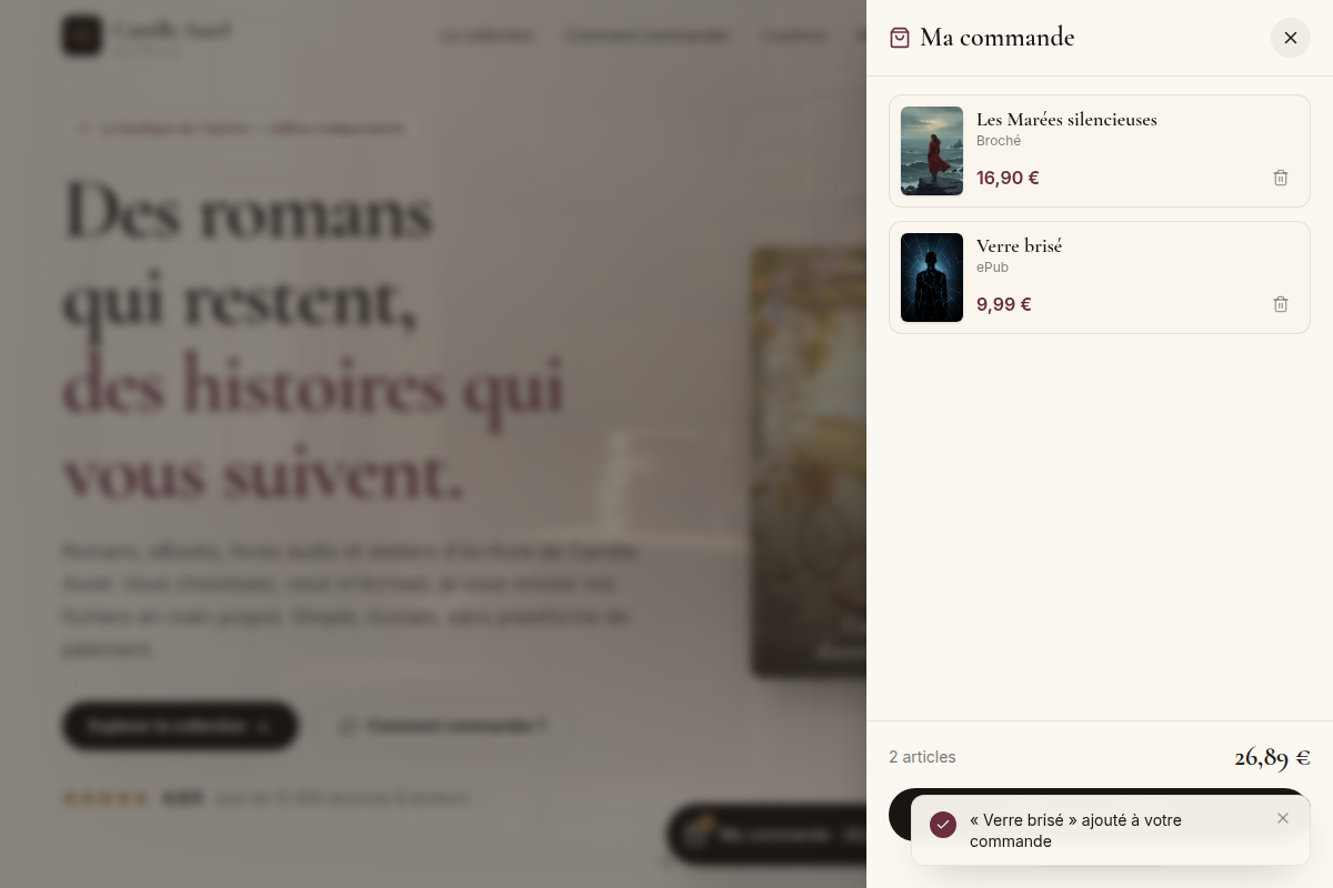La commande se compose au fil de la visite