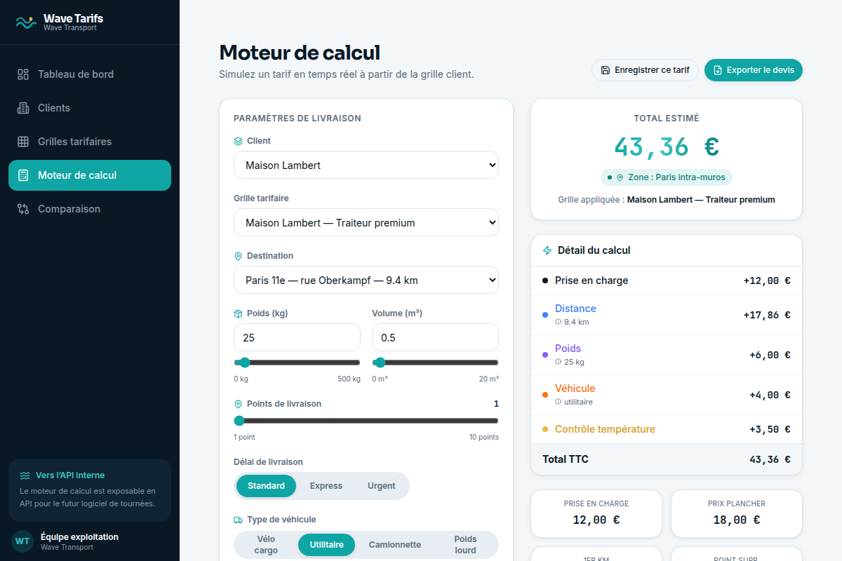 Moteur de calcul tarifaire en temps réel