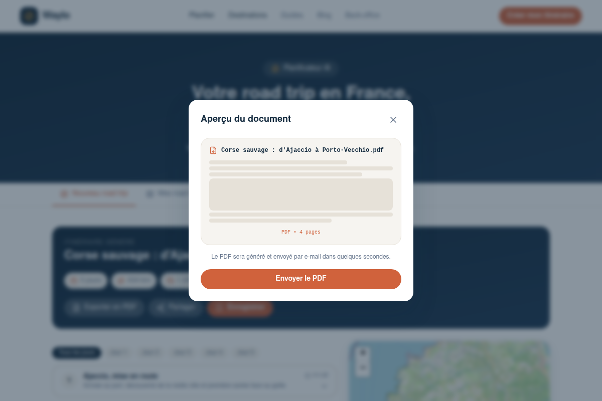 Export PDF du road trip