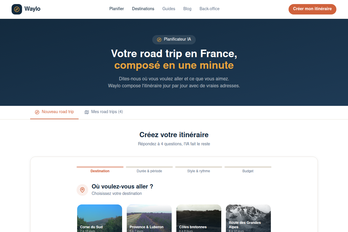 Choix de la destination du road trip