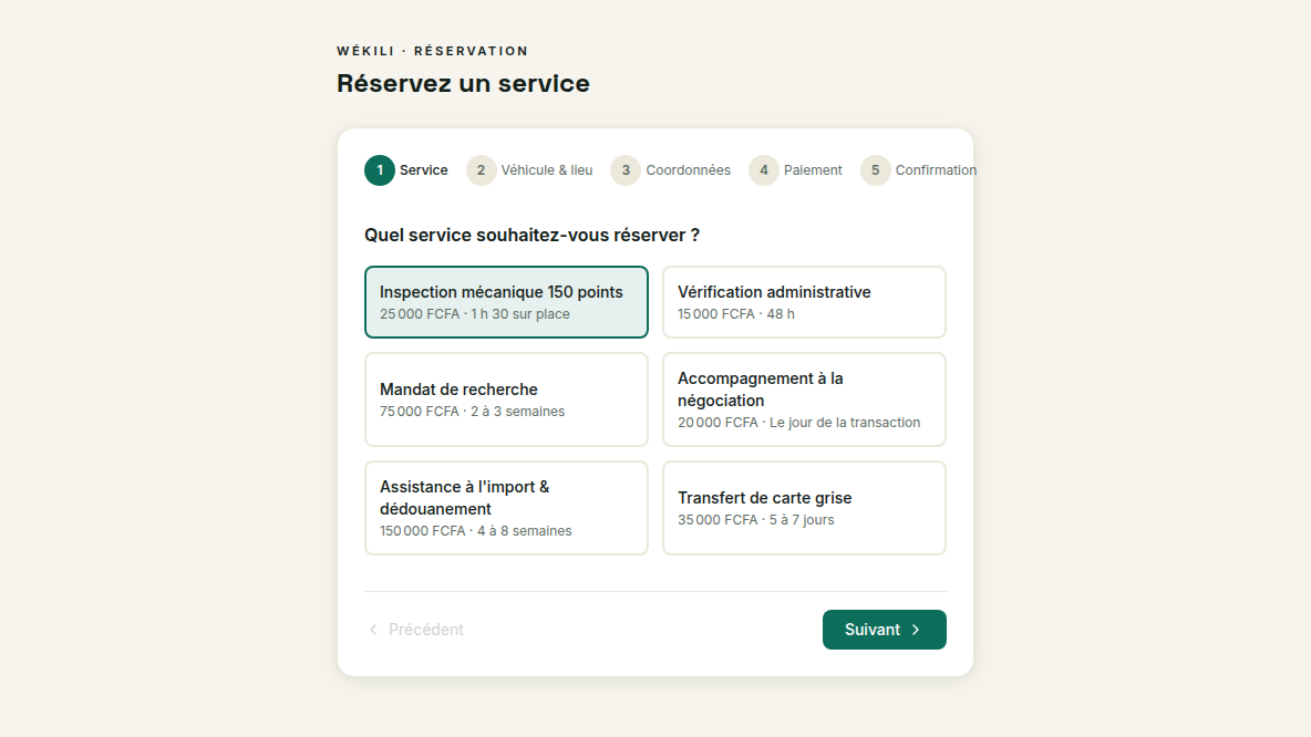 Réservation guidée en 5 étapes