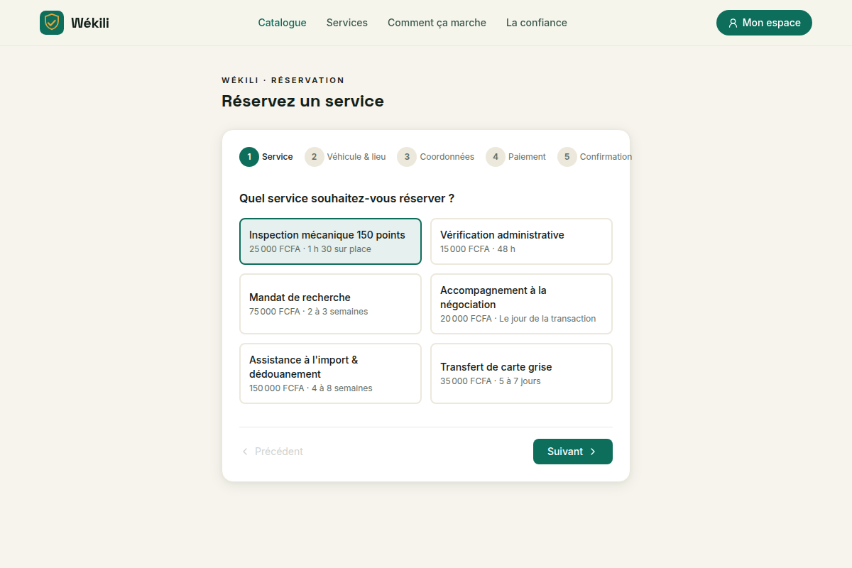 Réservation d'un service en 5 étapes