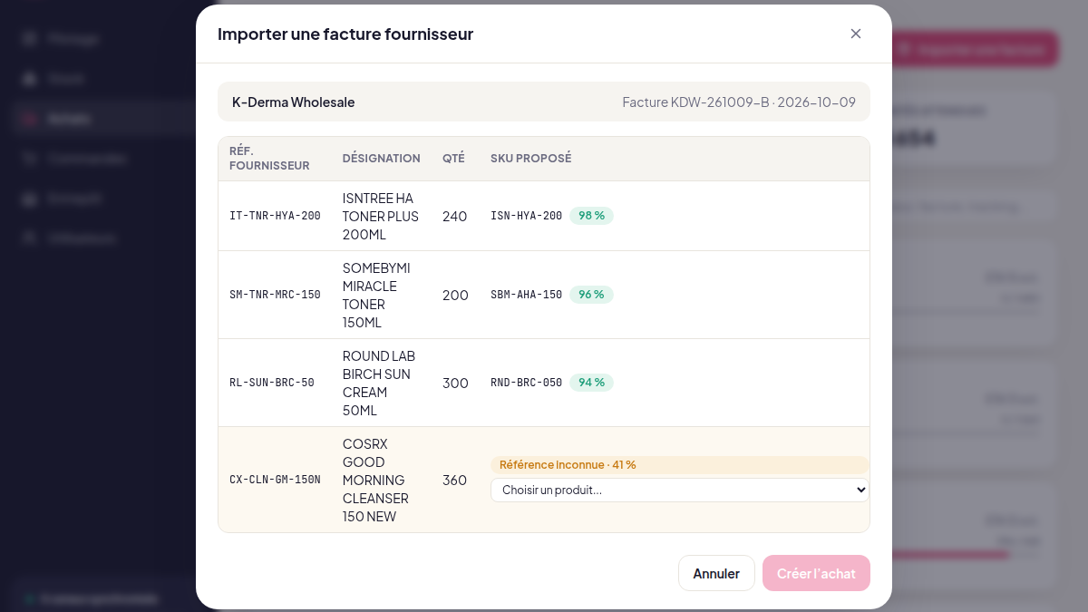 Import de facture par lecture automatique
