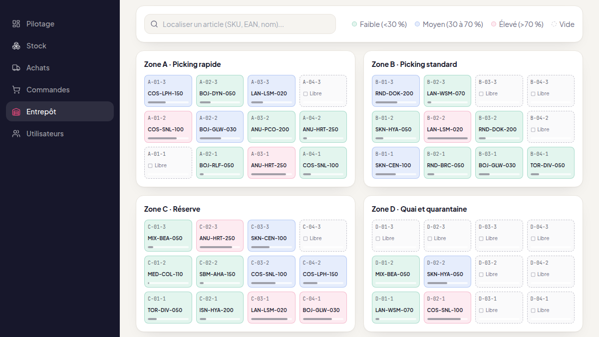 Plan d'entrepôt interactif