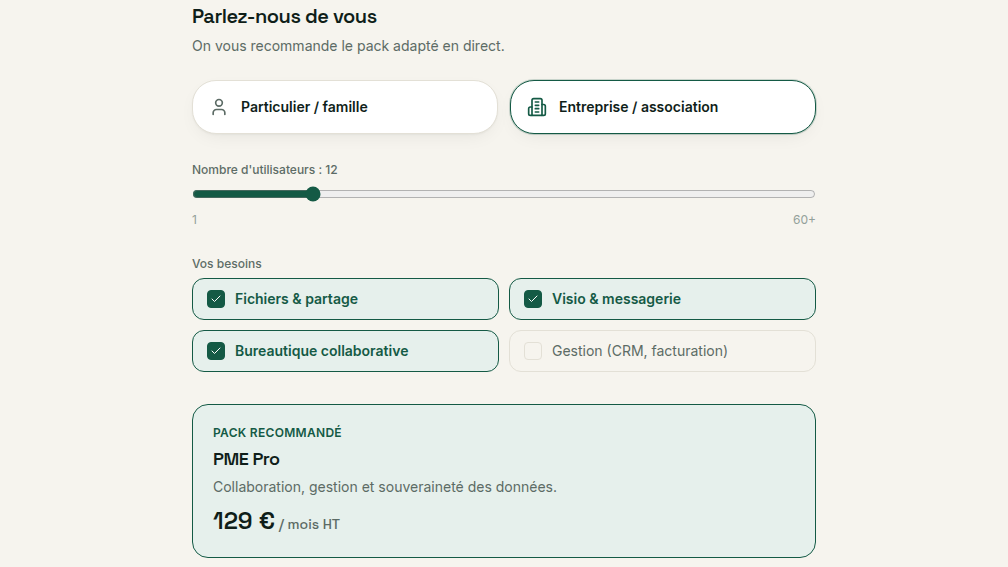 Un pack recommandé selon votre profil