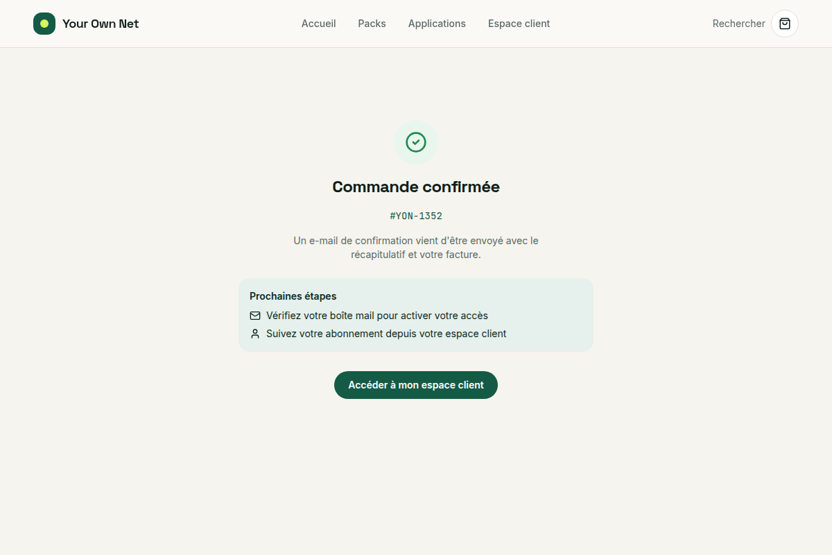 Confirmation de commande et prochaines étapes