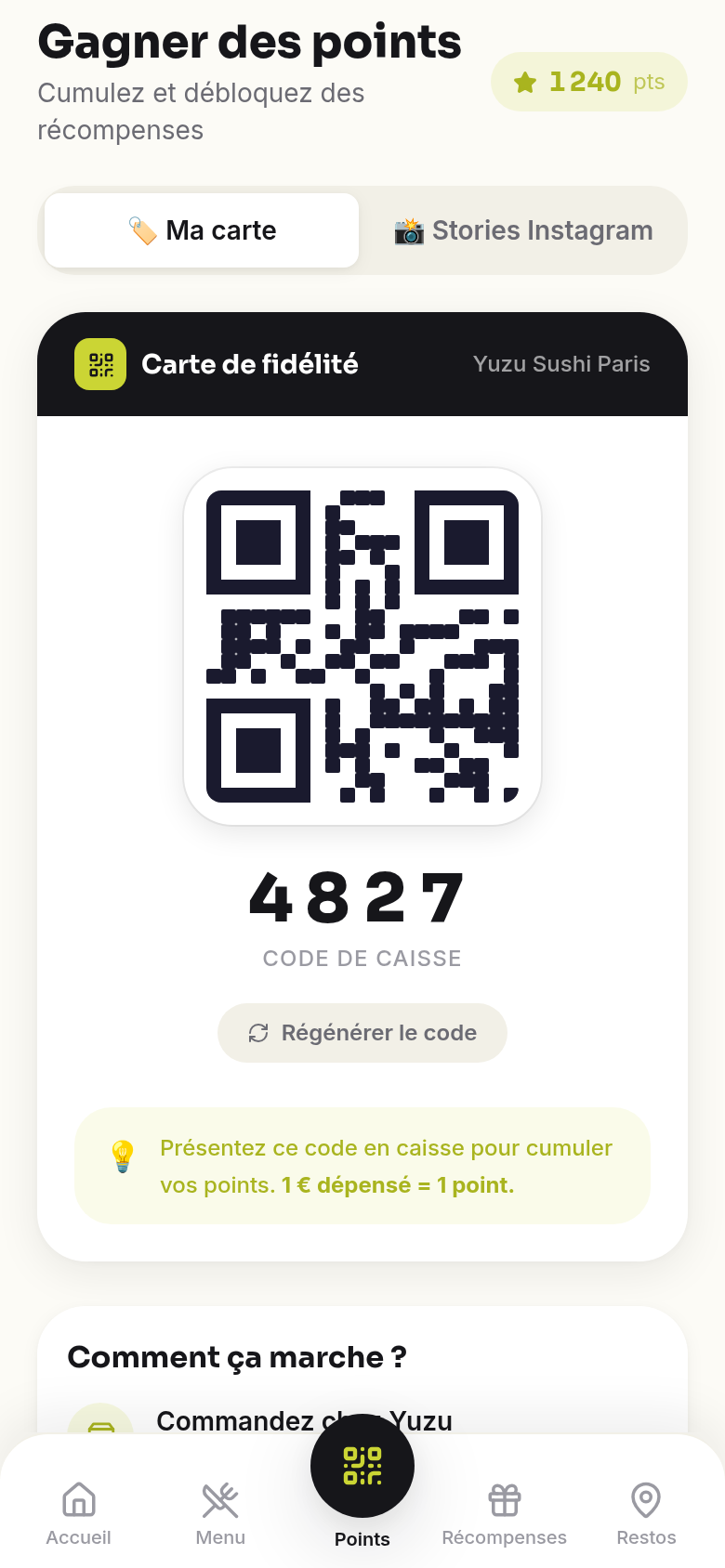 Carte de fidélité à scanner en caisse