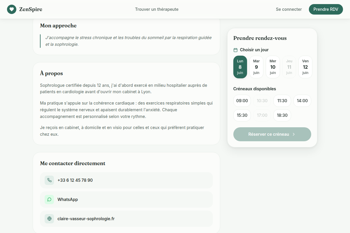 Réservation : jours et créneaux cliquables